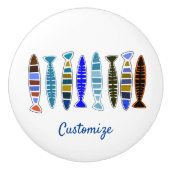 mehrfarbiger gestreifter Fisch Thunder_Cove Keramikknauf (Vorderseite)