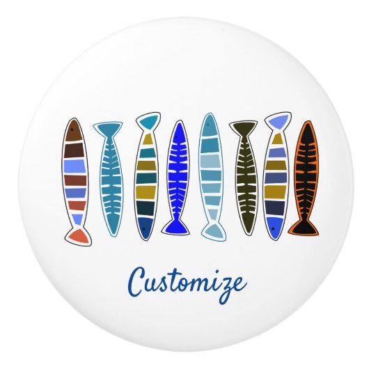 mehrfarbiger gestreifter Fisch Thunder_Cove Keramikknauf (Vorderseite)