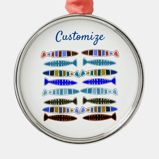 mehrfarbiger gestreifter Fisch Thunder_Cove Ornament Aus Metall (Vorne)