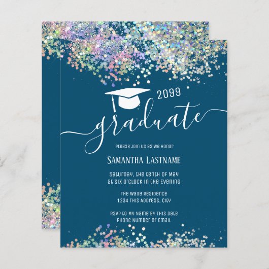 Mehrfarbiger Glitzer-Graduierungspartei - Blatt (Vorne/Hinten)