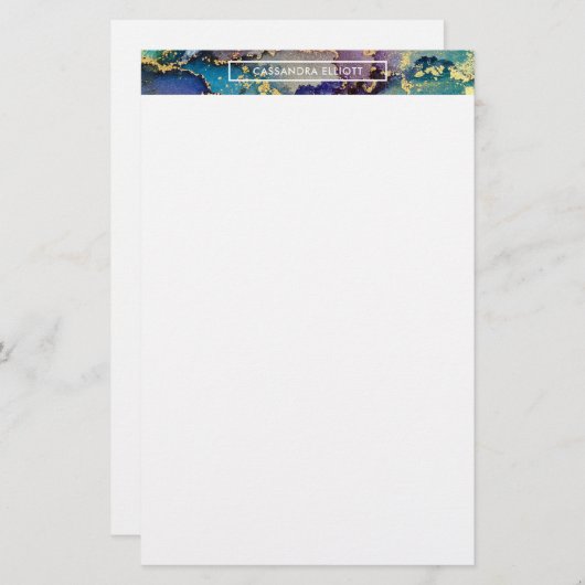 Mehrfarbiger Goldalkohol Tinte Abstrakte Kunst Briefpapier (Vorne/Hinten)