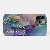 Mehrfarbiger Goldalkohol Tinte Abstrakte Kunst Case-Mate iPhone Hülle (Rückseite (Horizontal))