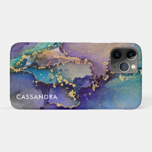 Mehrfarbiger Goldalkohol Tinte Abstrakte Kunst Case-Mate iPhone Hülle (Rückseite (Horizontal))