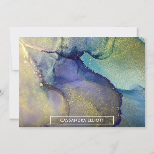 Mehrfarbiger Goldalkohol Tinte Abstrakte Kunst Dankeskarte (Vorderseite)