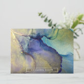 Mehrfarbiger Goldalkohol Tinte Abstrakte Kunst Dankeskarte (Stehend Vorderseite)