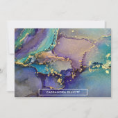 Mehrfarbiger Goldalkohol Tinte Abstrakte Kunst Dankeskarte (Vorderseite)