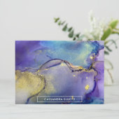 Mehrfarbiger Goldalkohol Tinte Abstrakte Kunst Dankeskarte (Stehend Vorderseite)