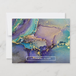 Mehrfarbiger Goldalkohol Tinte Abstrakte Kunst Mitteilungskarte