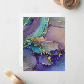 Mehrfarbiger Goldalkohol Tinte Abstrakte Kunst Mitteilungskarte (Vorderseite/Rückseite Beispiel)