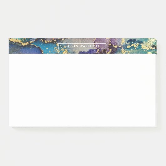 Mehrfarbiger Goldalkohol Tinte Abstrakte Kunst Post-it Klebezettel (Vorderseite)