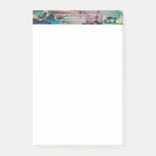 Mehrfarbiger Goldalkohol Tinte Abstrakte Kunst Post-it Klebezettel (Vorderseite)