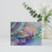 Mehrfarbiger Goldalkohol Tinte Abstrakte Kunst Postkarte (Stehend Vorderseite)