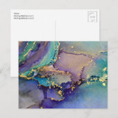 Mehrfarbiger Goldalkohol Tinte Abstrakte Kunst Postkarte (Vorne/Hinten)