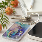 Mehrfarbiger Goldalkohol Tinte Abstrakte Kunst Schlüsselanhänger (Vorderseite rechts)