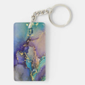 Mehrfarbiger Goldalkohol Tinte Abstrakte Kunst Schlüsselanhänger (Rückseite)