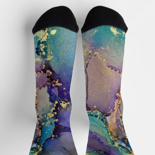 Mehrfarbiger Goldalkohol Tinte Abstrakte Kunst Socken (Oben)