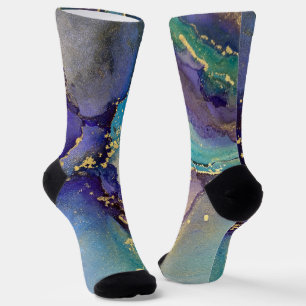 Mehrfarbiger Goldalkohol Tinte Abstrakte Kunst Socken