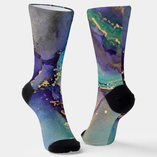 Mehrfarbiger Goldalkohol Tinte Abstrakte Kunst Socken (Gewinkelt)