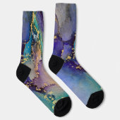 Mehrfarbiger Goldalkohol Tinte Abstrakte Kunst Socken (Rechts)