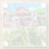 Mehrfarbiger hölzerner langer Bucht-Strand der Glasuntersetzer (Rückseite)