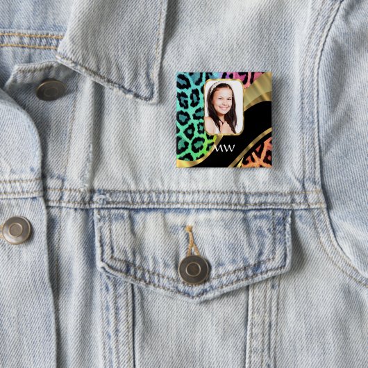 Mehrfarbiger Leoparddruck Button (Beispiel)