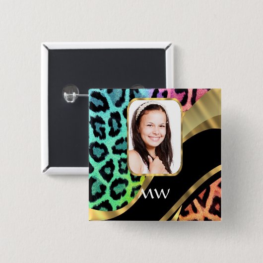 Mehrfarbiger Leoparddruck Button (Vorne & Hinten)