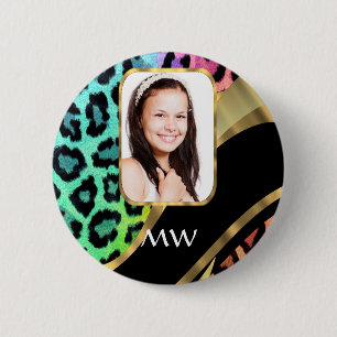 Mehrfarbiger Leoparddruck Button