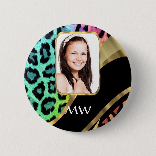Mehrfarbiger Leoparddruck Button (Vorderseite)