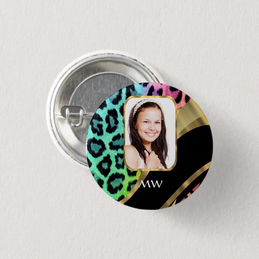 Mehrfarbiger Leoparddruck Button (Vorne & Hinten)