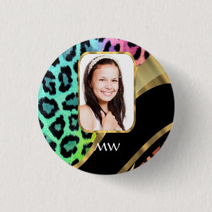 Mehrfarbiger Leoparddruck Button