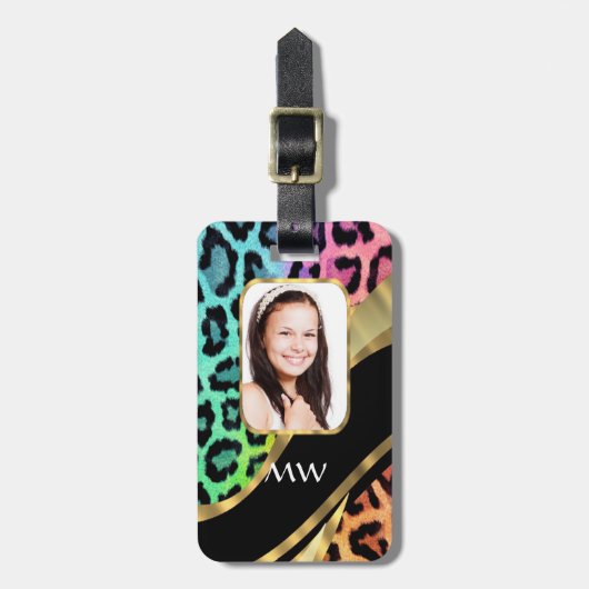 Mehrfarbiger Leoparddruck Gepäckanhänger (Vorderseite vertikal)