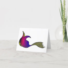 Mehrfarbiger Mermaid-Schwanz auf der leeren Note C Dankeskarte