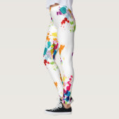 mehrfarbiger Paint-Spritzer auf Weiß Leggings (Links)
