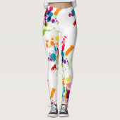 mehrfarbiger Paint-Spritzer auf Weiß Leggings (Vorderseite)