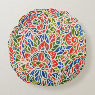 Mehrfarbiger Paisley-Druck Batik-Muster Rundes Kissen