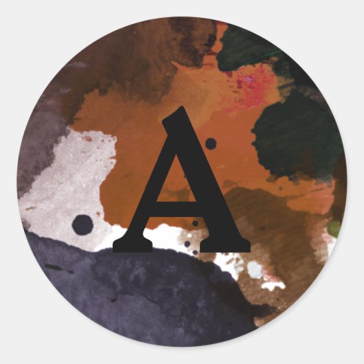 Mehrfarbiger Personalisierter Monogramm-Umschlag A Runder Aufkleber (Vorderseite)