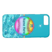 Mehrfarbiger PERSONALISIERTER Softball iPhone 7 Case-Mate iPhone Hülle (Rückseite (Horizontal))