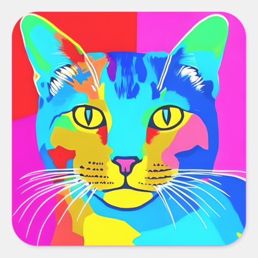 Mehrfarbiger Pop Kunst, Dichtung und Musik Quadratischer Aufkleber (Vorderseite)