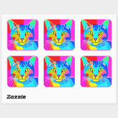 Mehrfarbiger Pop Kunst, Dichtung und Musik Quadratischer Aufkleber (Blatt)