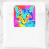 Mehrfarbiger Pop Kunst, Dichtung und Musik Quadratischer Aufkleber (Tasche)