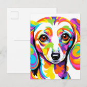 Mehrfarbiger Psychedelischer Dackel Hund Postkarte (Vorne/Hinten)