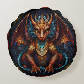 Mehrfarbiger Regenbogen-Drache Rundes Kissen (Rückseite)