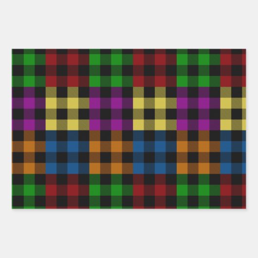 Mehrfarbiger Regenbogen-Quilt Buffalo Karierter Ur Geschenkpapier Set (Vorderseite 2)