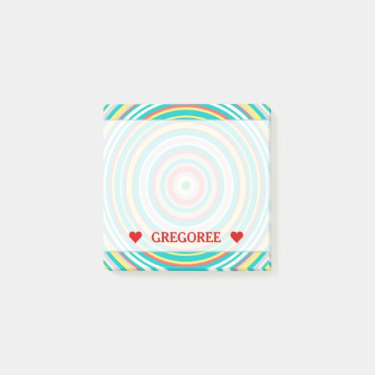 Mehrfarbiger Ring/Kreis-Muster u. individueller Post-it Klebezettel (Vorderseite)