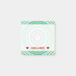 Mehrfarbiger Ring/Kreis-Muster u. individueller Post-it Klebezettel