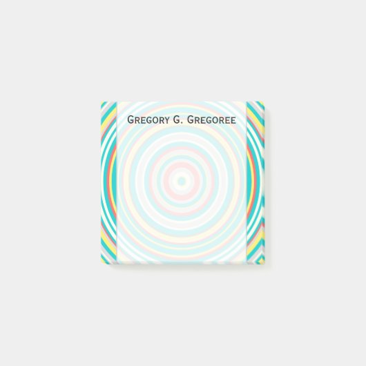 Mehrfarbiger Ring/Kreismuster + Individuelle Name Post-it Klebezettel (Vorderseite)