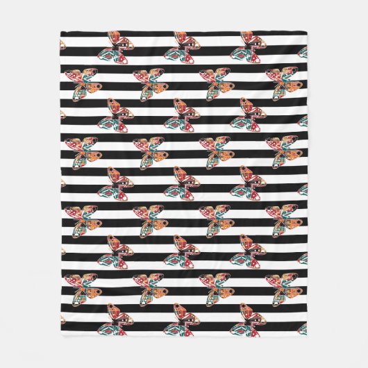 mehrfarbiger Schmetterling Fleecedecke (Vorderseite)