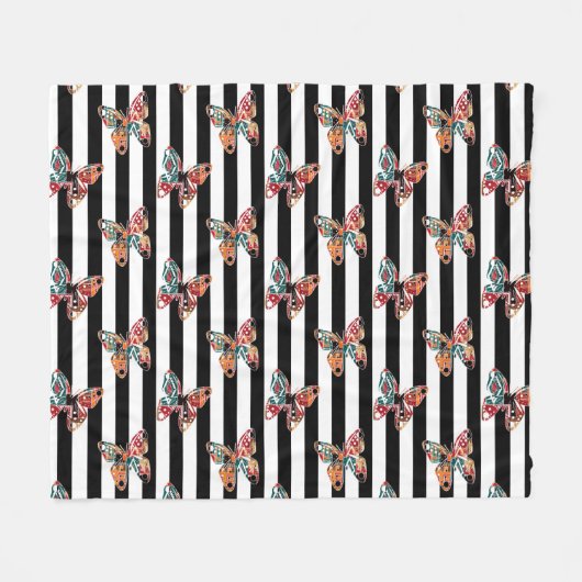 mehrfarbiger Schmetterling Fleecedecke (Vorderseite (Horizontal))