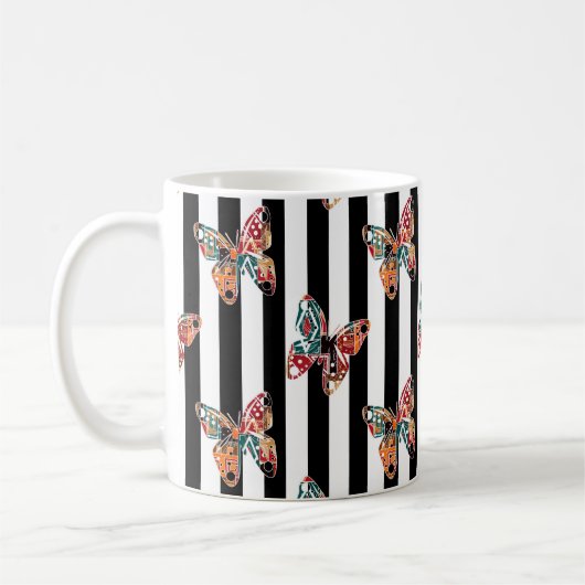 mehrfarbiger Schmetterling Kaffeetasse (Links)