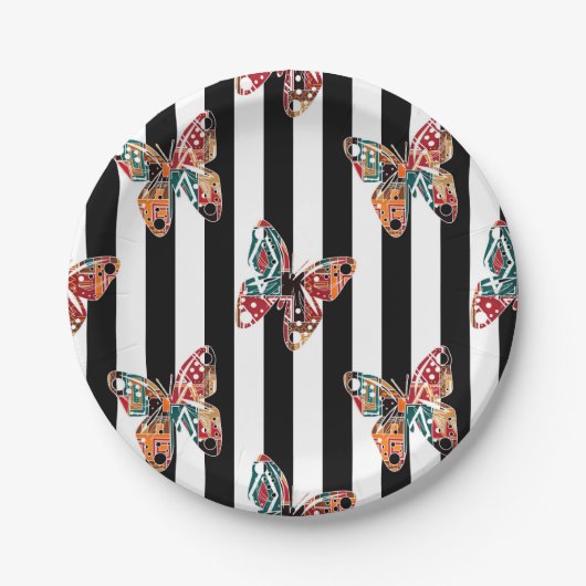 mehrfarbiger Schmetterling Pappteller (Vorderseite)